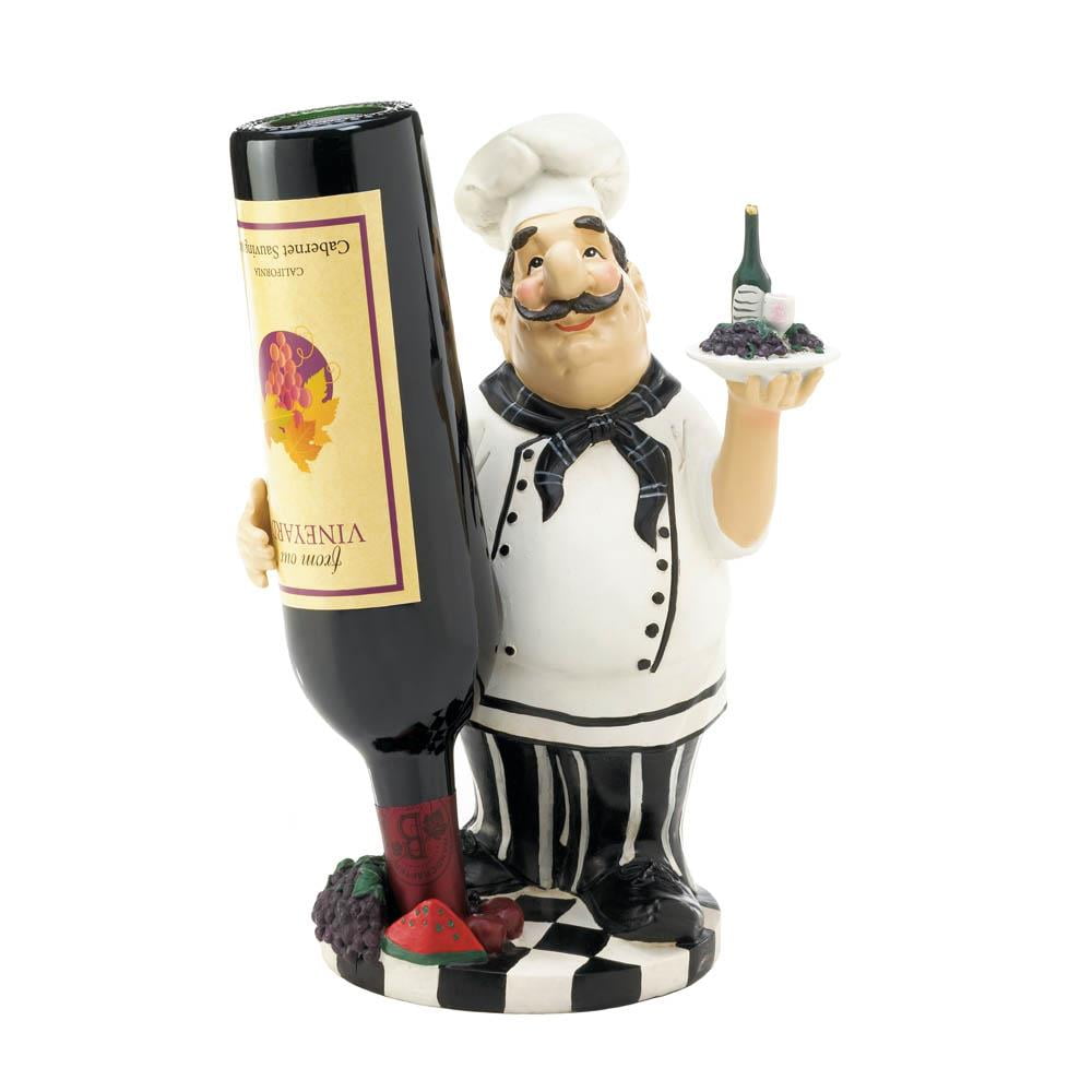Happy Chef Wine Bottle Holder, Decorative Table Single Funny Wine