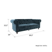 DHP Felix Chesterfield Coil Sofa Futon, Black Velvet