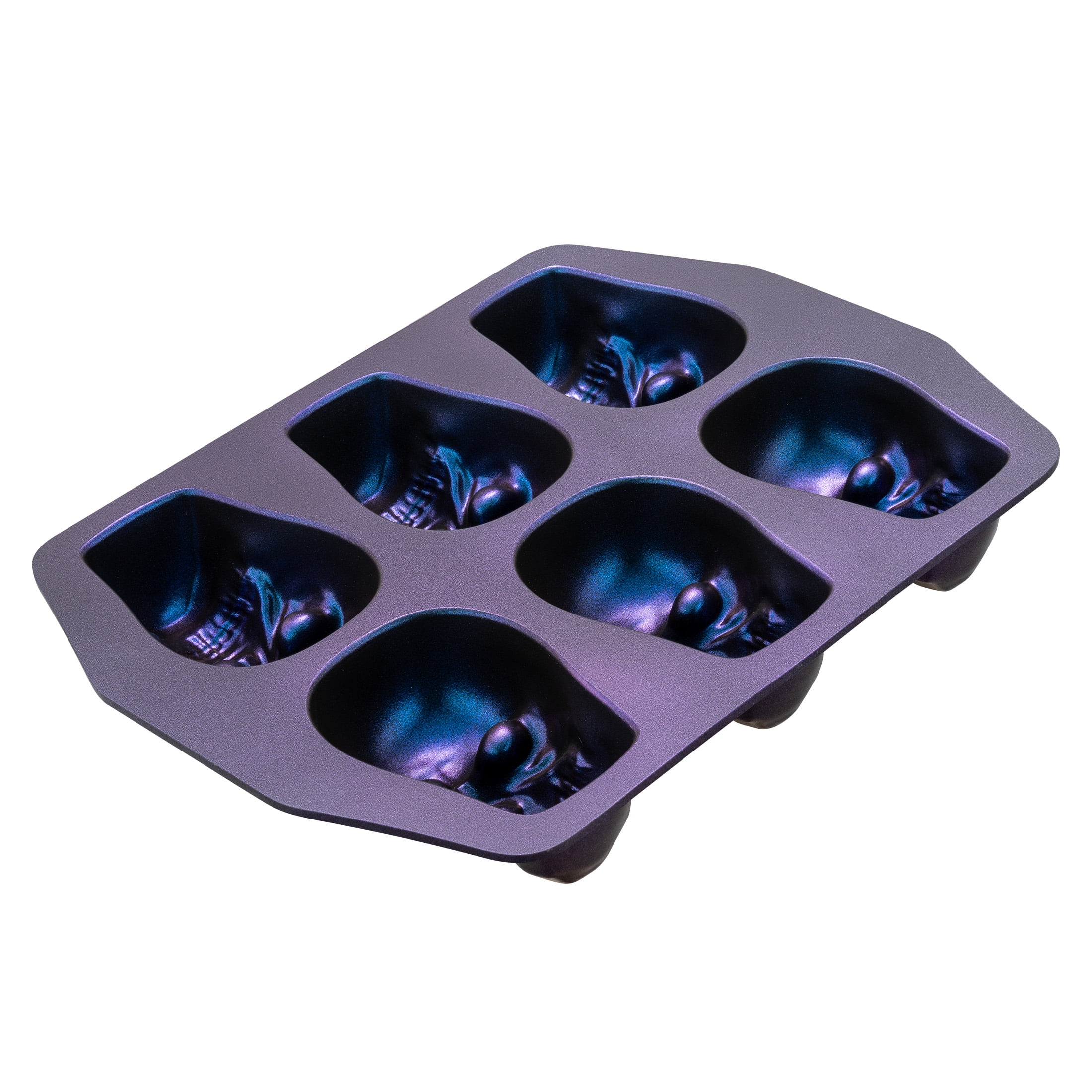 Way to Celebrate, Skull Cast Aluminum 6-Cavity Baking Pan, Iridescent