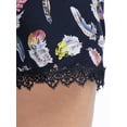 thumbnail image 6 of REFINED ATTIRE Women's Floral Printed Lace Trim Elastic Waist Shorts L Blue-feather, 6 of 8