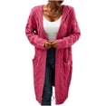 thumbnail image 2 of Winter Hooded Cardigan Sweater Coat Women Oversized Chunky Knit Open Front Long Outwear, 2 of 5