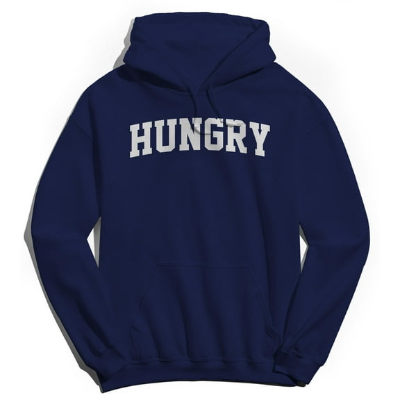 Hungry Graphic Navy Men's Cotton Pullover Hoodie