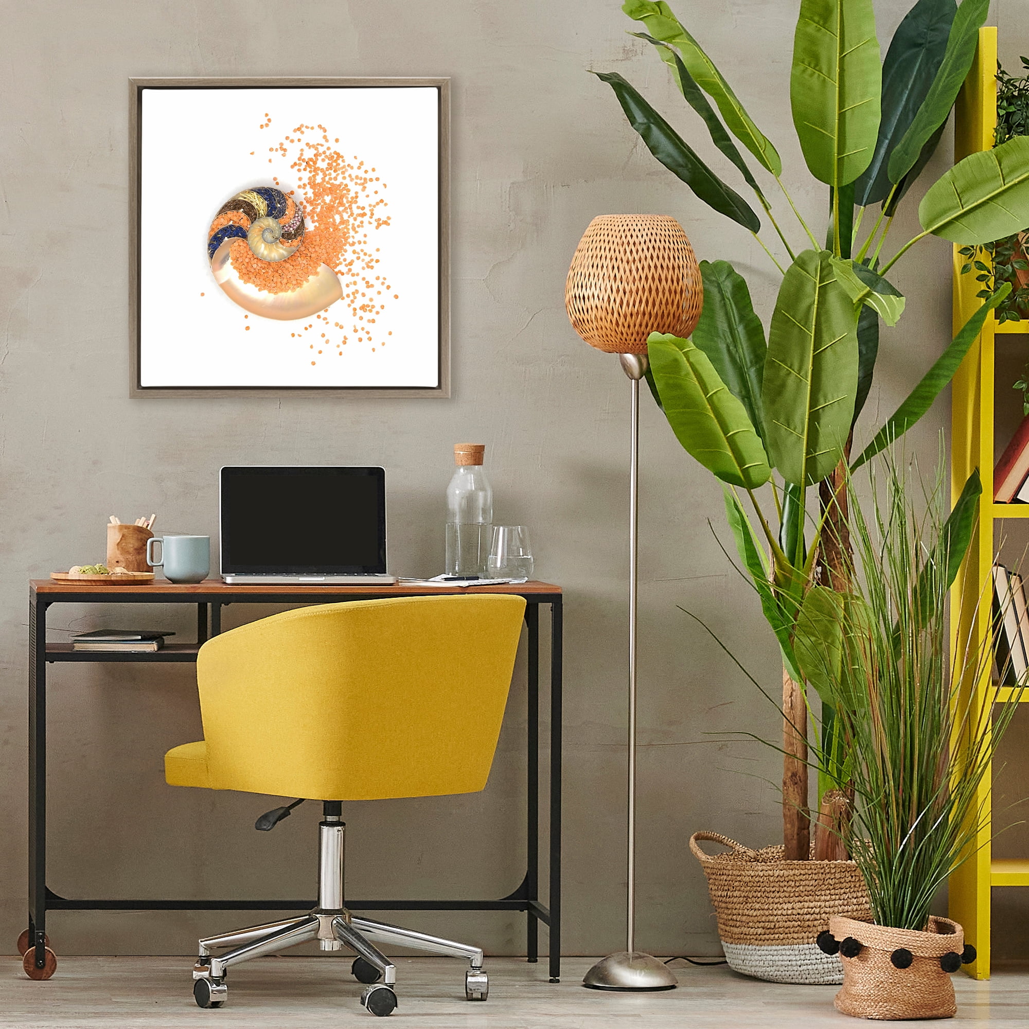 Stupell Industries Orange Nautilus Spiral Brown Framed Floater Canvas Wall Art, design by Beth Adoette