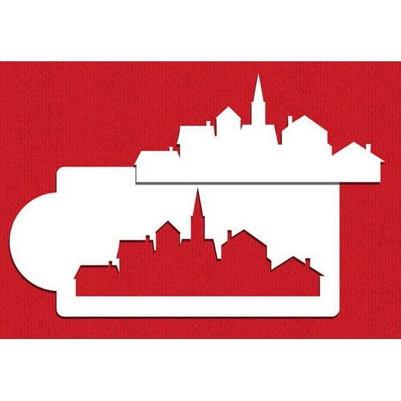 Village Silhouette Cake Stencil C982 by Designer Stencils