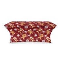 TSOVTHRID Gingerbread Man Snowflake Print Rectangular Tablecloth, Stretch Polyester Table Cloth, Washable and Wrinkle Resistant Tablecloth Protector for Party, Wedding, Event Christmas Decor
