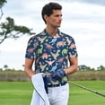 thumbnail image 3 of Yiaed DinosaurPrint Men's Short Sleeve Polo Shirt,Golf Polo for Men Three-Button Golf Shirt Athletic Casual Collared T-Shirt- 4X-Large, 3 of 7