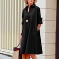 thumbnail image 2 of Women Spring Summer Casual Solid Color Lapel Button Long Shirt Dress, 2 of 5