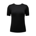 thumbnail image 4 of LQCMBYF Blouses for Women Dressy Casual Round Neck Short Sleeved Loose T Shirt With A Knit Bottom Short Top Womens Tops Tshirts (Black,L), 4 of 6