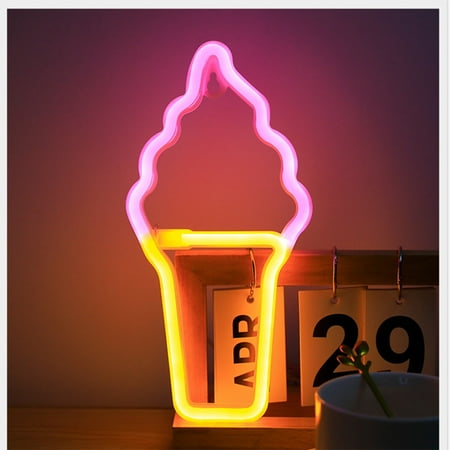 

Ice Cream Neon Sign Ice Cream Neon Lights for Bedroom Decorations Battery/USB Powered Ice Cream Shaped Night Light for Children Baby Room Bar Recreational Party Decoration(1PCS)