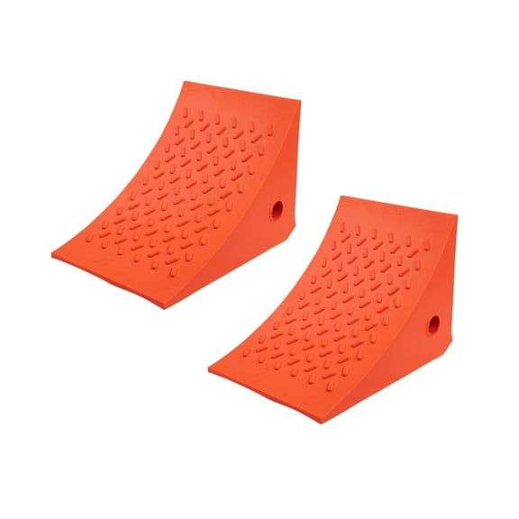 2 Pack Polyurethane Small Wheel Chock W/Mounting Holes for RVs, Semi Trucks & Trailers - 40 Ton Load Capacity Heavy Duty Wheel Chocks for  32-1/8"Tire Compatibility (11"x8x8")
