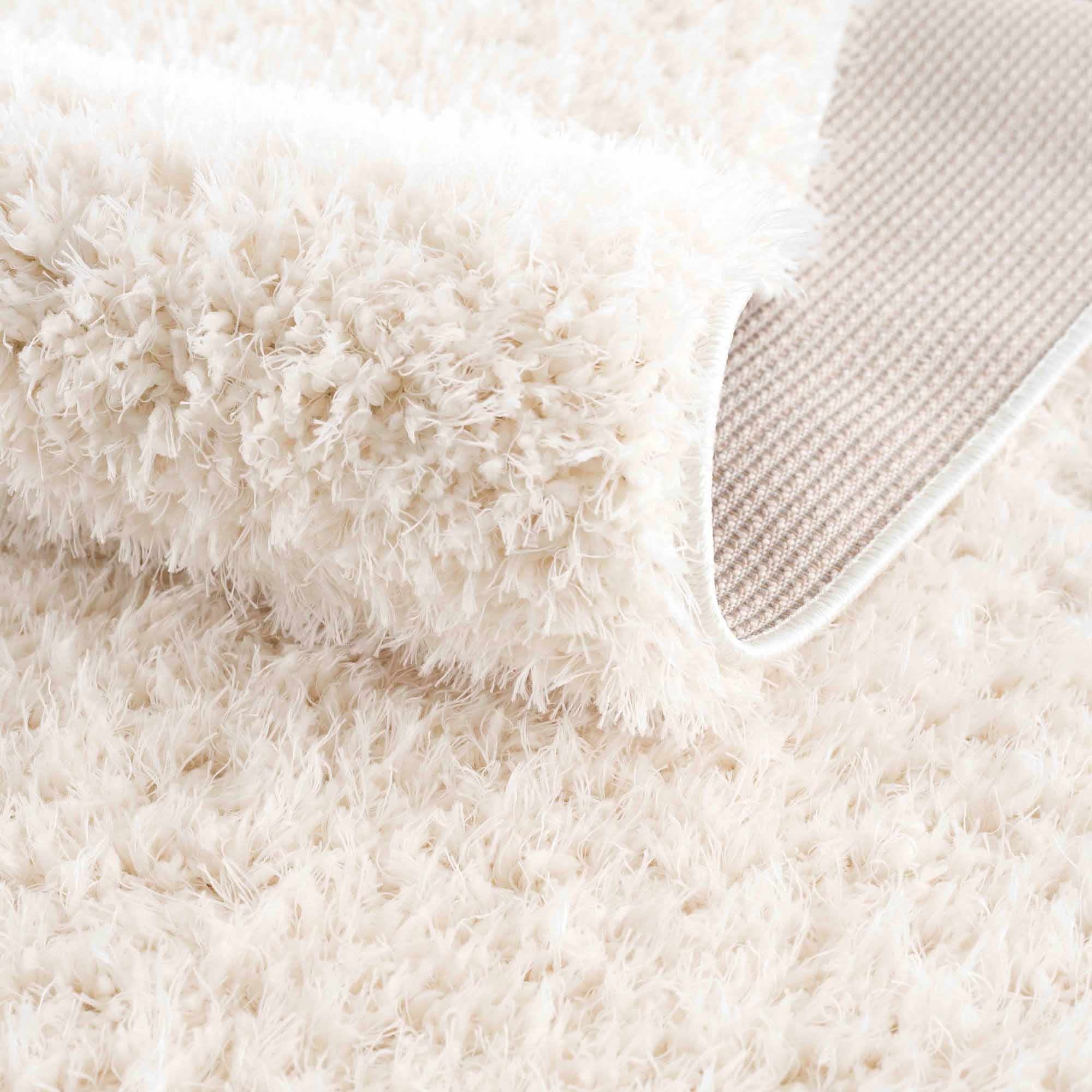 Hauteloom Faina Machine Washable Solid Shag Rug - Plain Living Room Bedroom Shaggy Area Rug - Fluffy Plush High Pile Carpet - Cream, Beige, Ivory - 9'3" x 12'