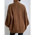 thumbnail image 3 of Women'S 2025 Autumn and Winter Oversized Cardigan Sweater Soft Knit Cardigan Front Button Coat Dark Brown M, 3 of 5