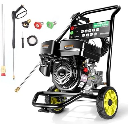 4200 2.6GPM Gas Pressure Washer, 4000PSI Commercial Power Washer Gas Powered, 208cc 7.0 HP Engine, Includes 3 QC Nozzles, 25’ Hose, EPA/CARB/ETL Compliant
