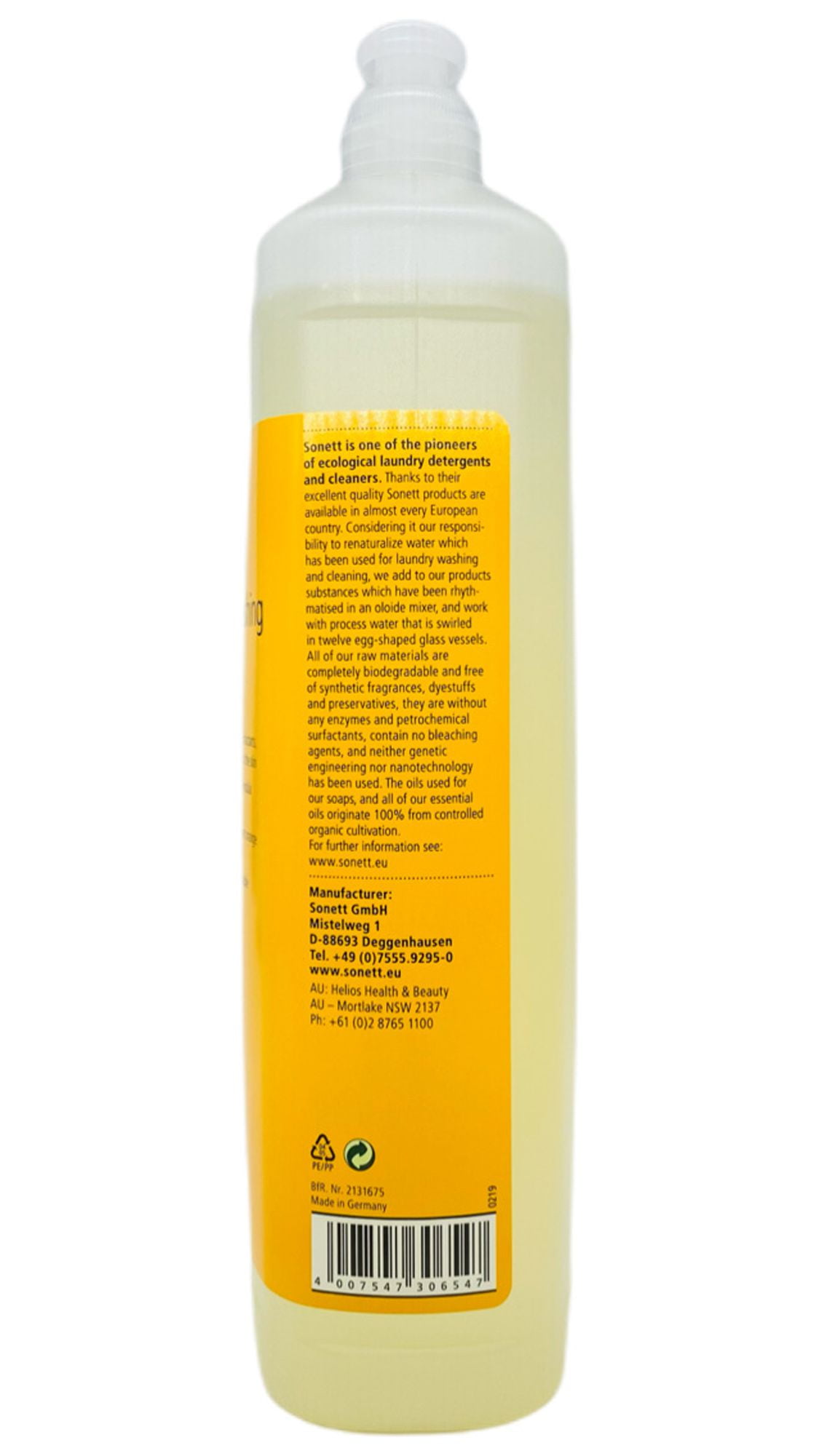 Sonett Organic Liquid Dish Soap, Orange Scent, 34 Fluid Ounce, 6 Count