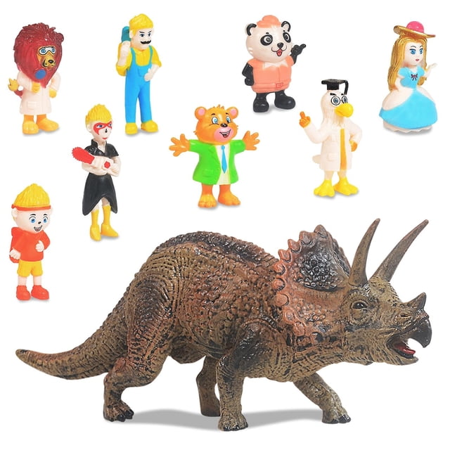 Set de juguetes de simulación de dinosaurio modelo animal con 8 muñecas para niños