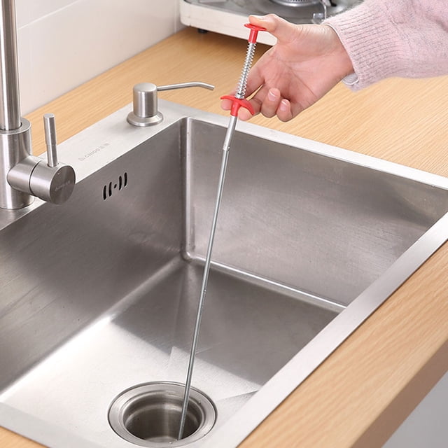 Ruiboury Silver Effective And Easy-to Sewer Dredging Tool With Flexible Spring Water Sink Cleaner Spring As Shown 2Set