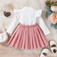 thumbnail image 4 of Sngxgn Toddler Girl Fall Winter Clothes Turtleneck Puff Sleeve Tops and Skirt Set Kids Fashion Outfits(White,100), 4 of 9