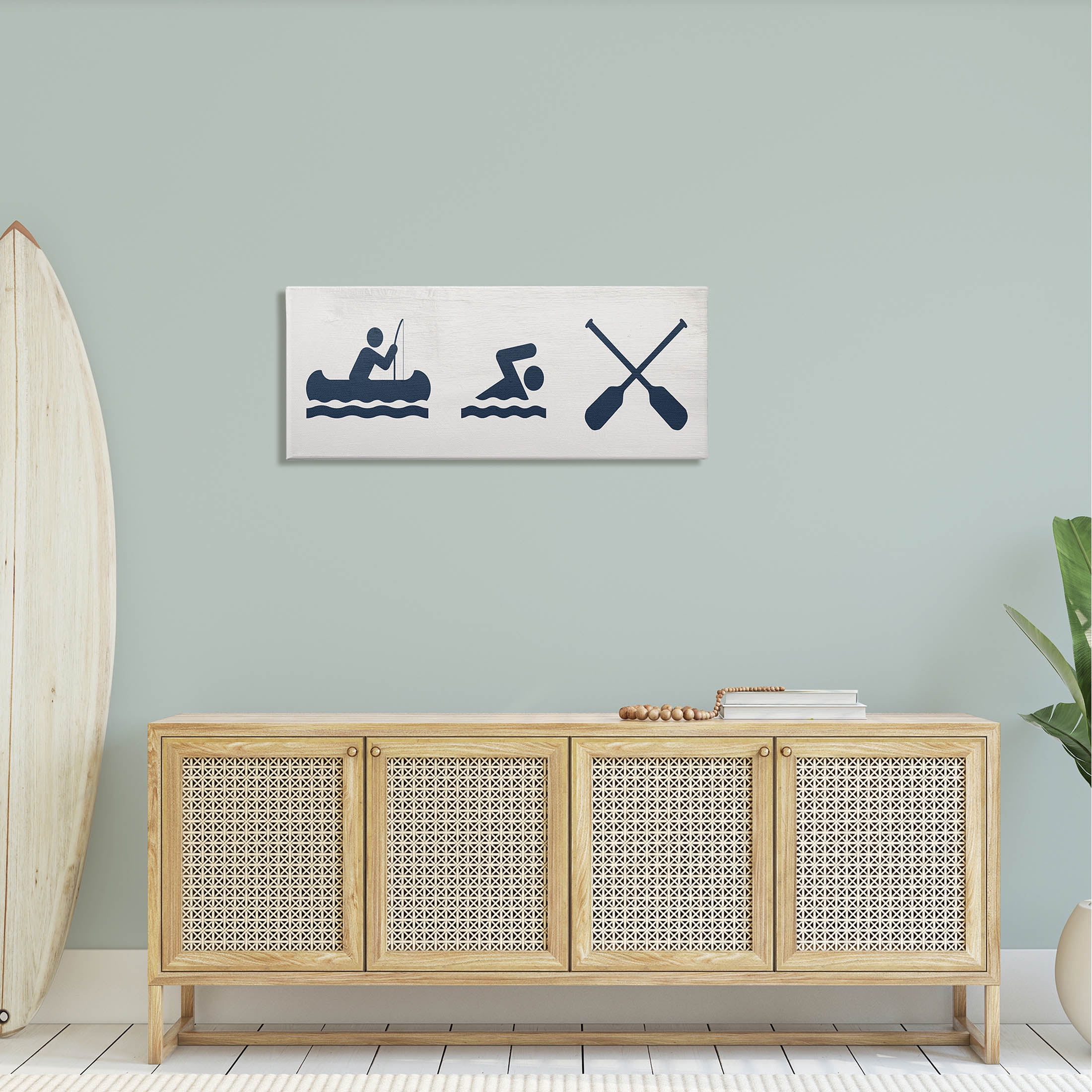 Lake Water Activities Sign Typography Graphic Art Gallery Wrapped Canvas Print Wall Art