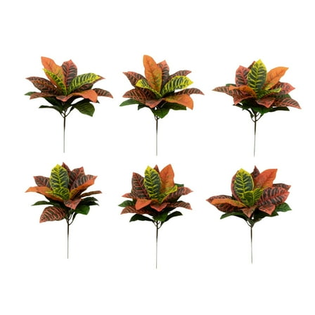 Nearly Natural 17" Garden Croton Artificial Plant, Real Touch (Set of 6), Multicolor