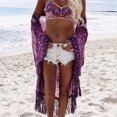 thumbnail image 3 of Ropa Chaqueta de Punto con Impreso de Flor de Color Morado De Moda Unisexo Suave METRO Yinane Cubierta de la playa ARRIBA, 3 of 8