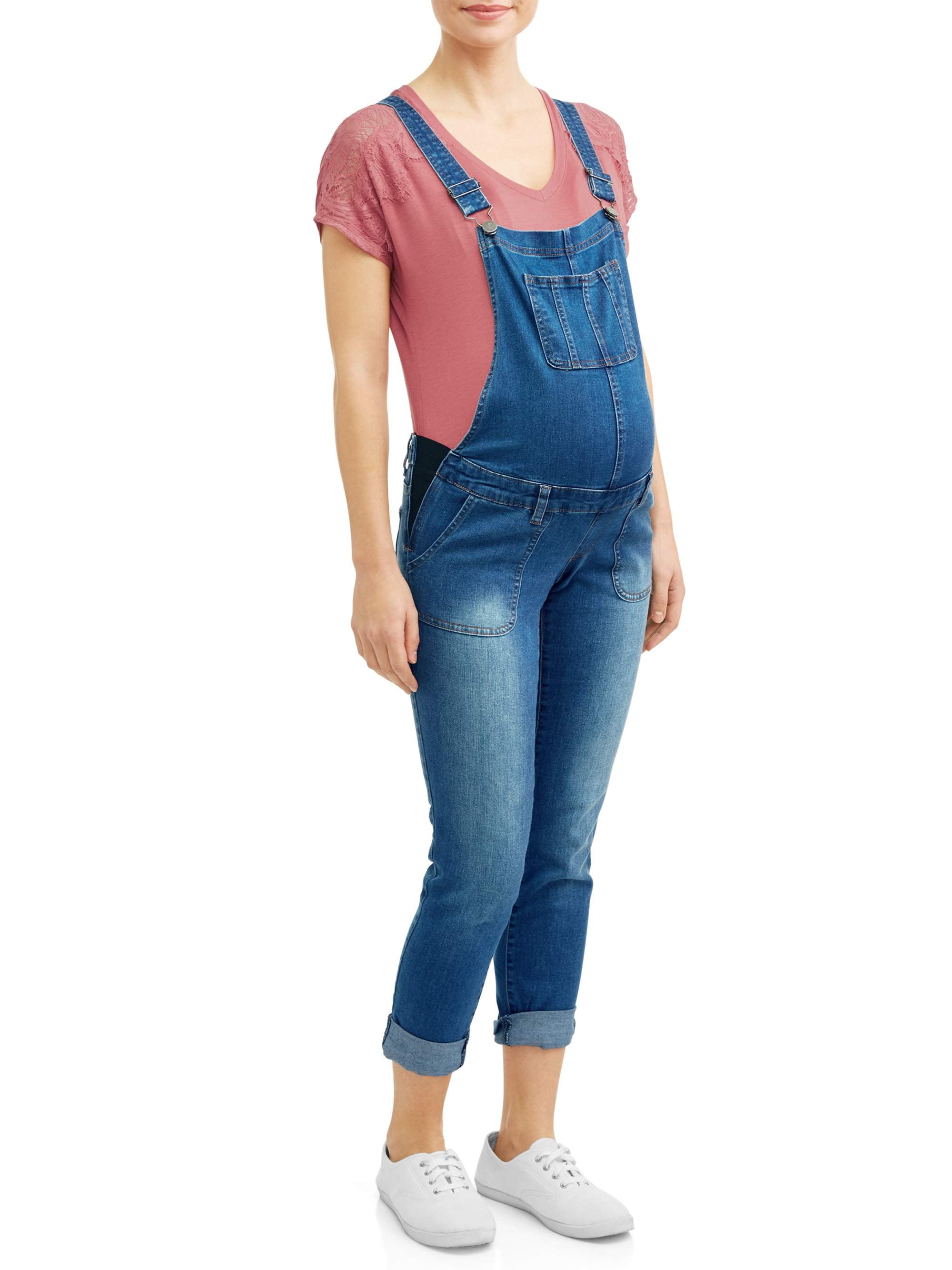 maternity denim overall dress
