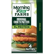 MorningStar Farms Vegan Original Plant Based Chik'n Patties, 10 oz, 4 Count Bag