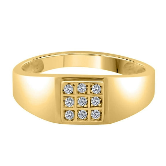 Mauli Jewels Engagement Rings for Men 0.09 Carat Mens Equisite Diamond Engagement Wedding Ring prong 10K Yellow Gold