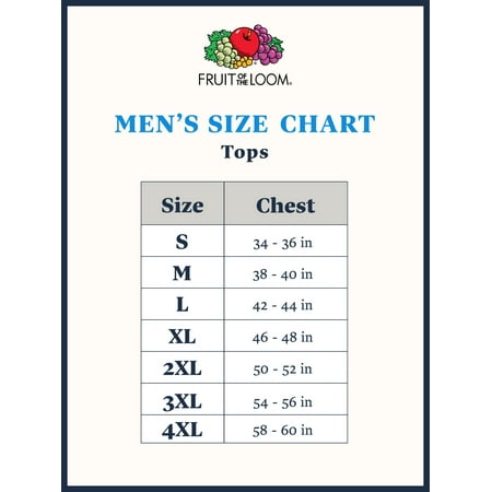 fruit of the loom undershirt size chart