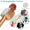 thumbnail image 6 of MINKUROW Wireless Bluetooth Karaoke Microphone for Kids,5-in-1 Portable Handheld Karaoke Mic Speaker Player Recorder with LED Lights for Kids Girls Boys Teens Birthday (1818-Rose Gold), 6 of 7