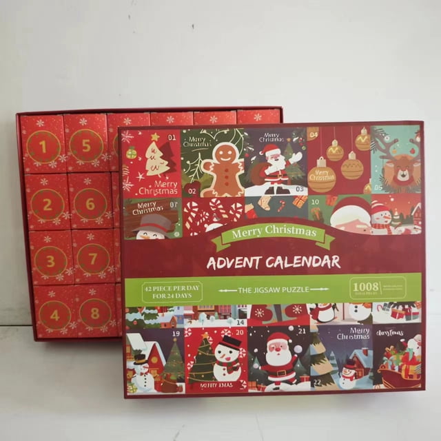 Caja sorpresa creativa con 24 rompecabezas, caja ciega roja, regalo sorpresa de Navidad, regalo
