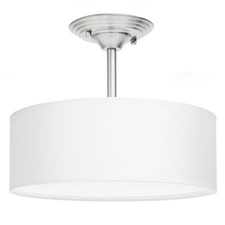 - Best Choice Products 13in Semi-Flush Ceiling Mount 2-Bulb Pendant Light Fixture Chandelier for Kitchen, Living Room, Bedroom - Brushed Nickel