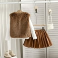 thumbnail image 4 of WOYY Toddler Girls 3Pcs Faux Fur Cardigan Vest Knitted Top Pleated Skirt Set, Sizes 2-3T, 4 of 6