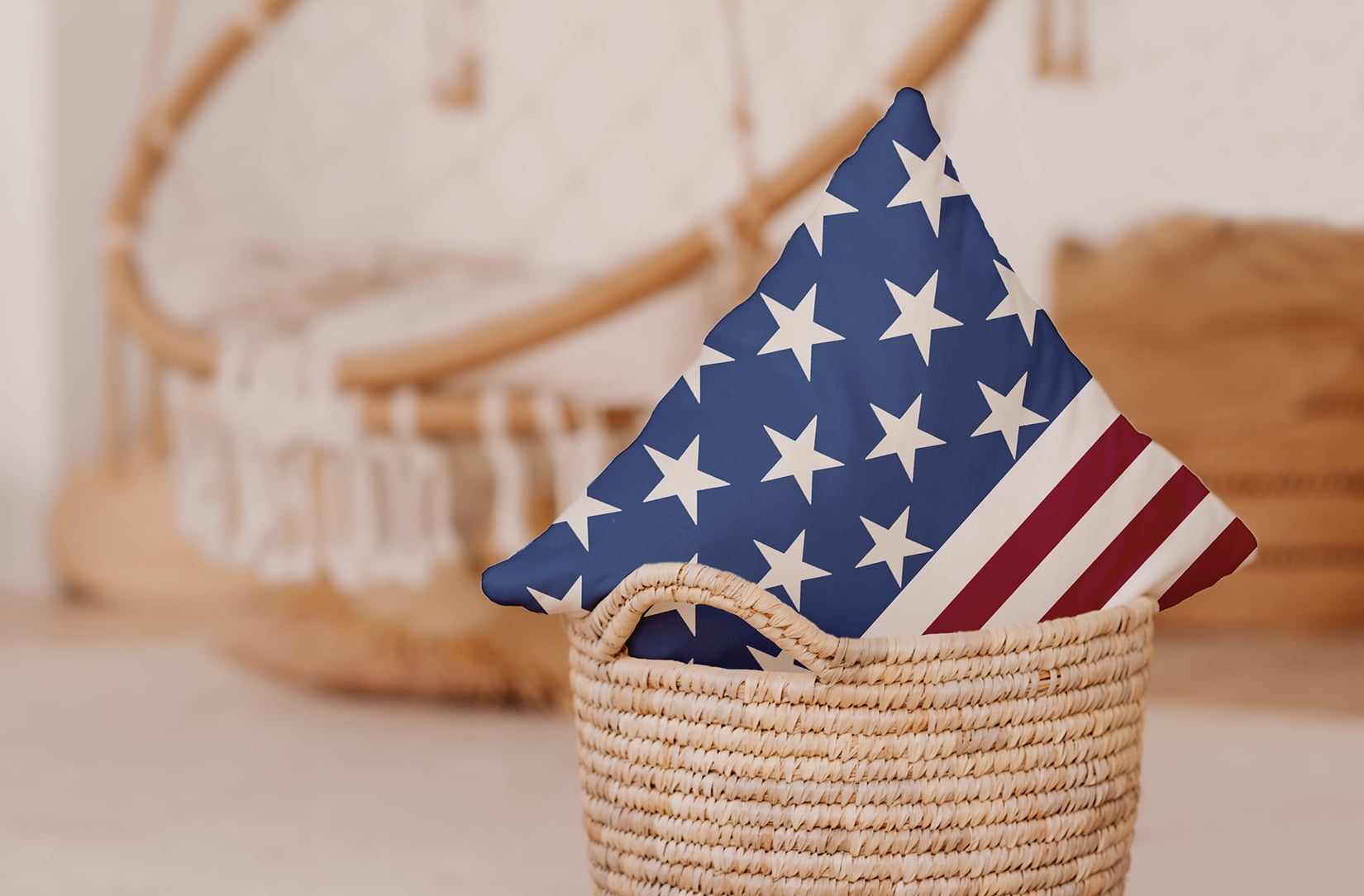 Simply Daisy 18" x 18" USA Flag Decorative Throw Pillow, Nautical Navy (1 count)