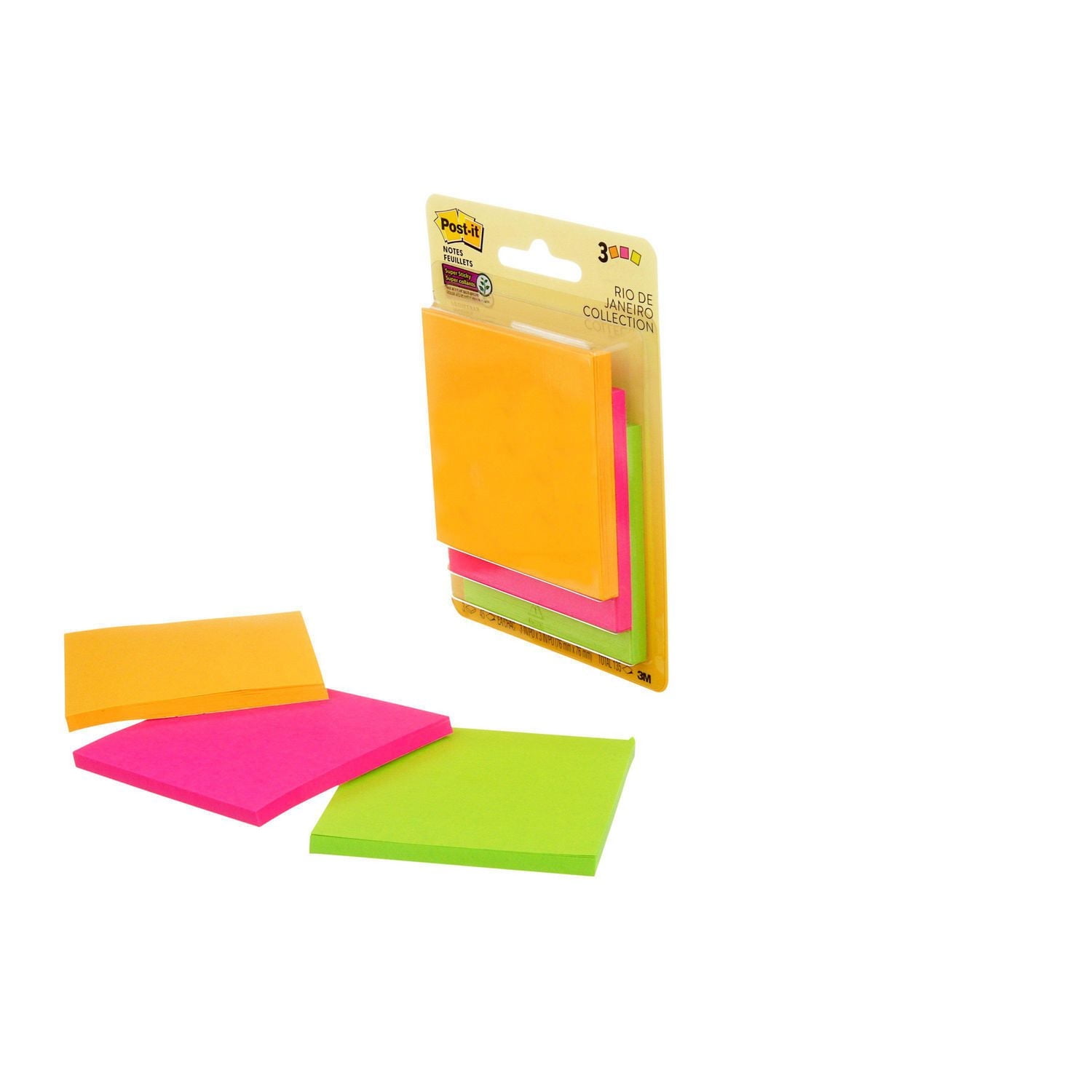 Feuillets super collants Post-it®, collection Rio de Janeiro, 7,6 cm x 7,6 cm (3 po x 3 po)