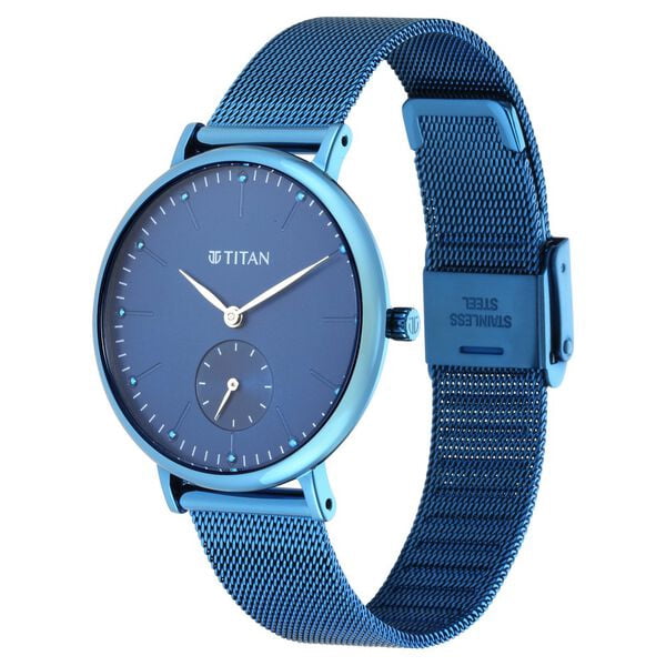 Titan Slimline Blue Dial Analog Stainless Steel Strap Watch for Women&nbsp;