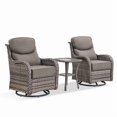 thumbnail image 3 of PARKWELL 3-Piece Outdoor Swivel Glider Chair with Side Table,Luxury High Back 6-Inch Thick Cushions Swivel Rocker Rocking Lounge Chair,Patio Bistro Set for Porch Deck Backyard,Gray/Gray, 3 of 10
