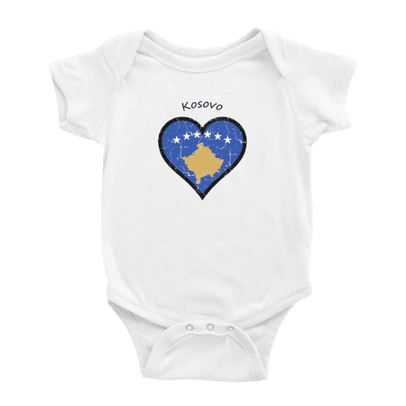 

Kosovo Flag Heart Love Funny Baby Clothing Bodysuits Boy Girl Clothes