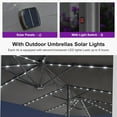 thumbnail image 3 of PURPLE LEAF 13ft Double-Side Patio Umbrella with Solar Lights Outdoor Umbrella with Base and Crank Handle Market Table Umbrella for Backyard Pool Garden Deck, Grey, 3 of 10