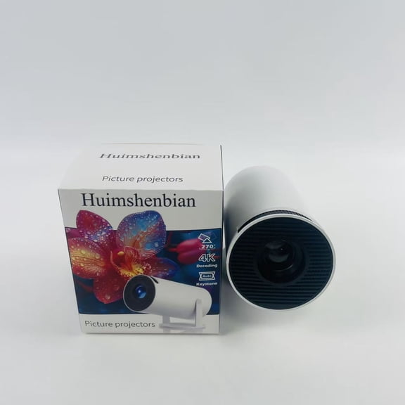 Huimshenbian Picture projectors,Mini Projector with WiFi and Bluetooth, Portable Projector Full HD 4K Support with Automatic Vertical Keystone Correction 270 Rotation Projector