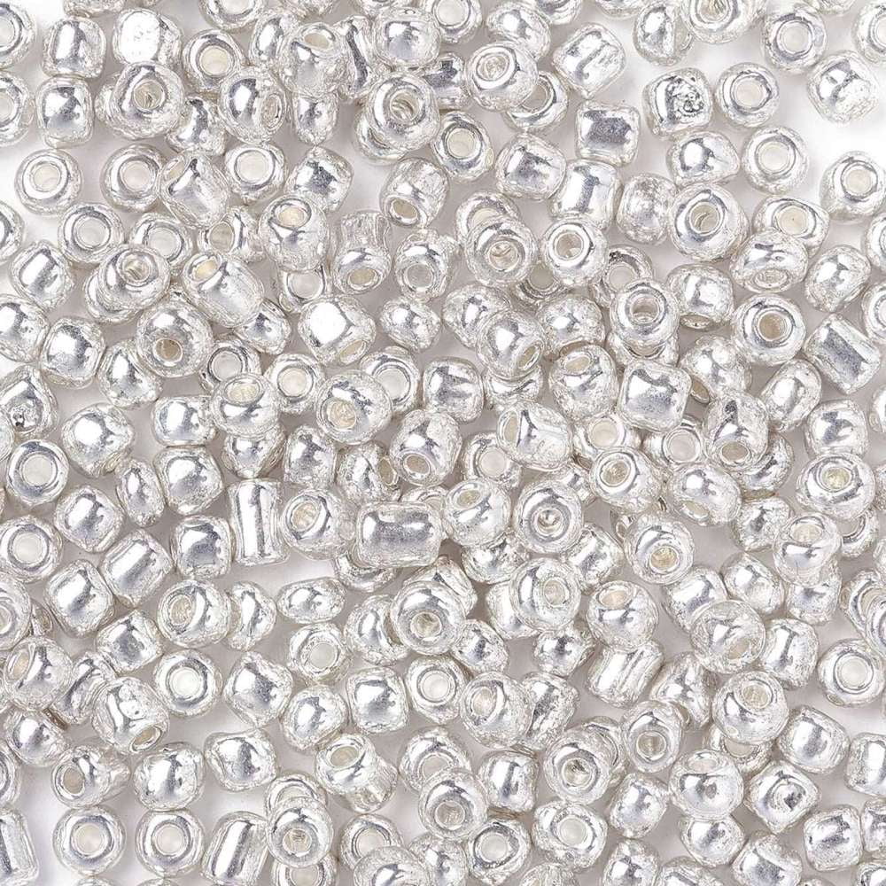 6/0 Glass Seed Beads Metallic Colours Style Round Silver 6/0 4mm Hole: 1.5mm about 4500pcs/pound