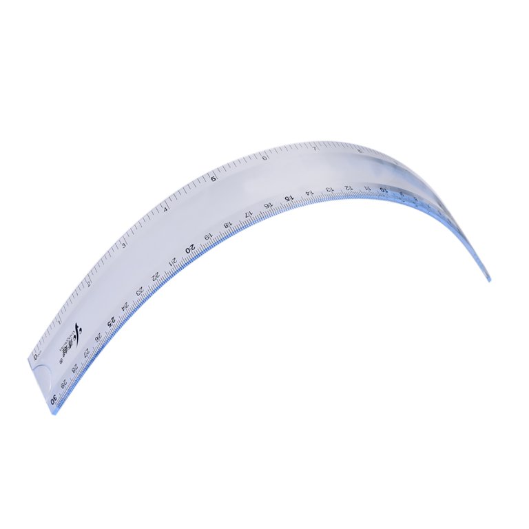 Ruler Plastic Transparent Isolated On White Background, With Clipping