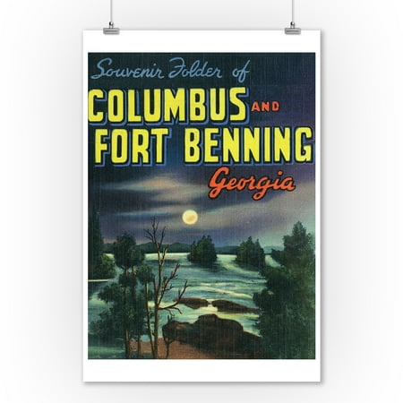 Georgia Large Letter Georgia - Large Letters; Columbus and Fort Benning (9x12 Art Print, Wall Decor Travel Poster) ()
