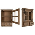 thumbnail image 6 of Kate and Laurel Hutchins Decorative Farmhouse Wood Wall Cabinet with Window Pane Glass Door and 2 Storage Drawers, Rustic Brown, 6 of 6