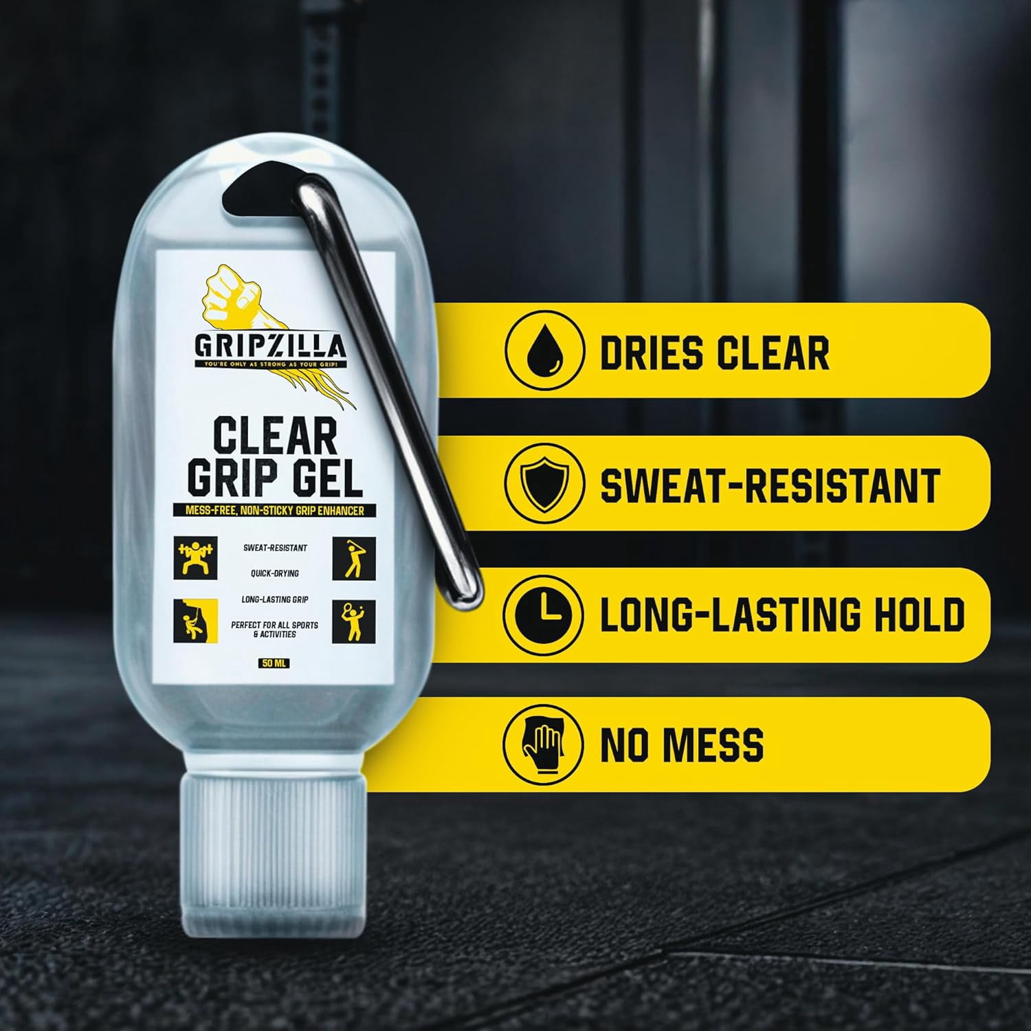 GRIPZILLA Clear Liquid Chalk Gel - Grip Enhancer for Sports