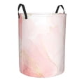 thumbnail image 2 of Fotbe Pink Marble Laundry Basket with Handles, Waterproof Large Laundry Hamper, Wash Bag for Corner Dorm, Rolling Laundry Basket with Handles-Small, 2 of 8