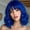 Blue, variant on 14 Inch Short Bob Wavy Wig with Bangs for Women, Synthetic Fiber, Shoulder Length, Color Variants