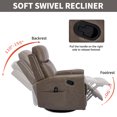 thumbnail image 5 of Genuine Leather Manual Recliner Chair, Swivel Rocking Recliner Chair with Heating and Massage for the Elderly, Ergonomic Lounge Single Sofa Seat, Camel, 5 of 6