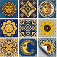 thumbnail image 1 of CHGCRAFT 36 Pcs 9 Styles Sun and Moon Patten Tile Sticker Stars Shapes Wall Tile Stickers Waterproof Self Adhesive Stick on Decals for Kitchen Bathroom Wall Art 4×4 Inch, 1 of 7