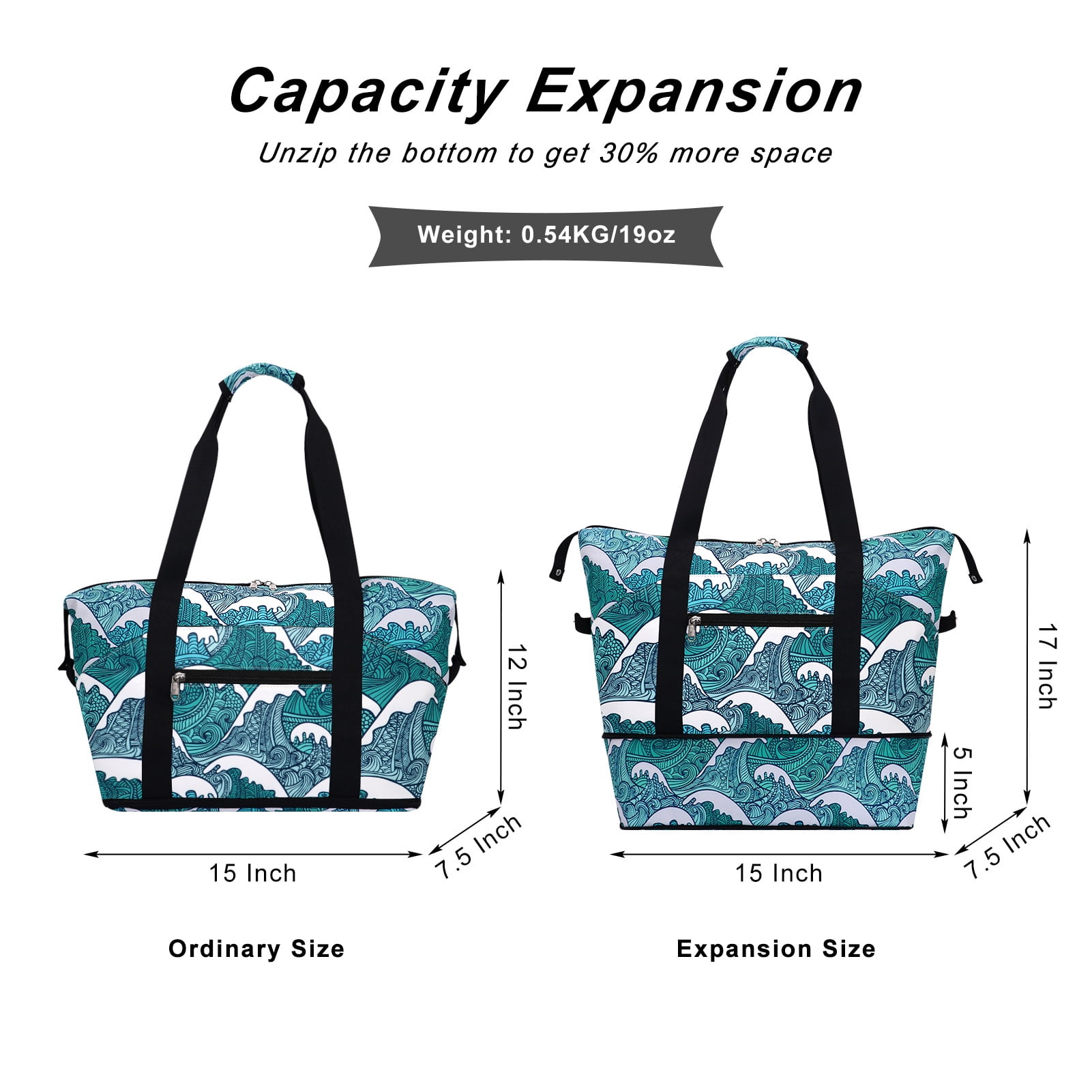 Duryarhall Foldable Multiple Pockets Sports Tote Handbag Single Shoulder Waterproof Travel Bag