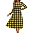 thumbnail image 7 of Odbmxy Tunic Womens Midi Dress Fall Plaid Long Sleeve Smock Shift Everyday Loose Women Dress Casual, 7 of 7